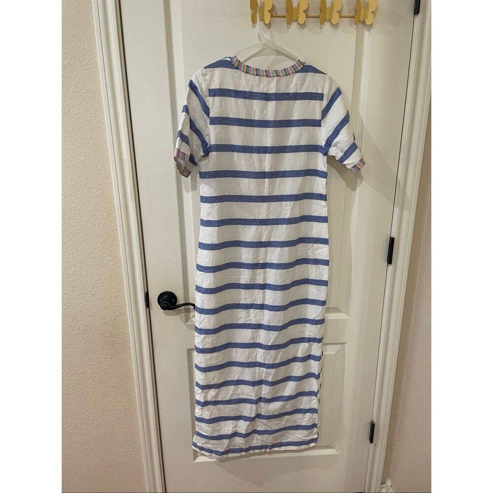 VILAGALLO madison dress in capri blue stripe euro size 36 - Picture 7 of 7